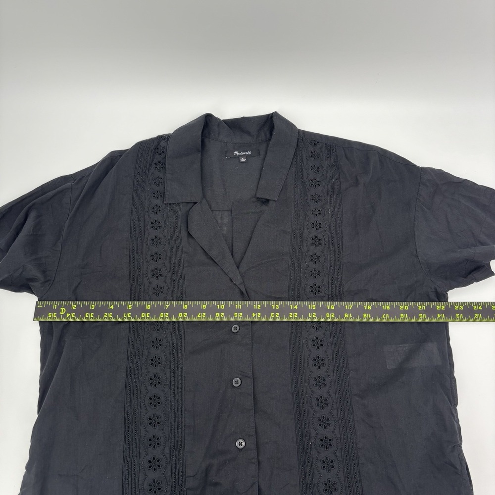 Madewell Black Embroidered Button Front Shirt Women's Small Boho Lightweight - Picture 6 of 7